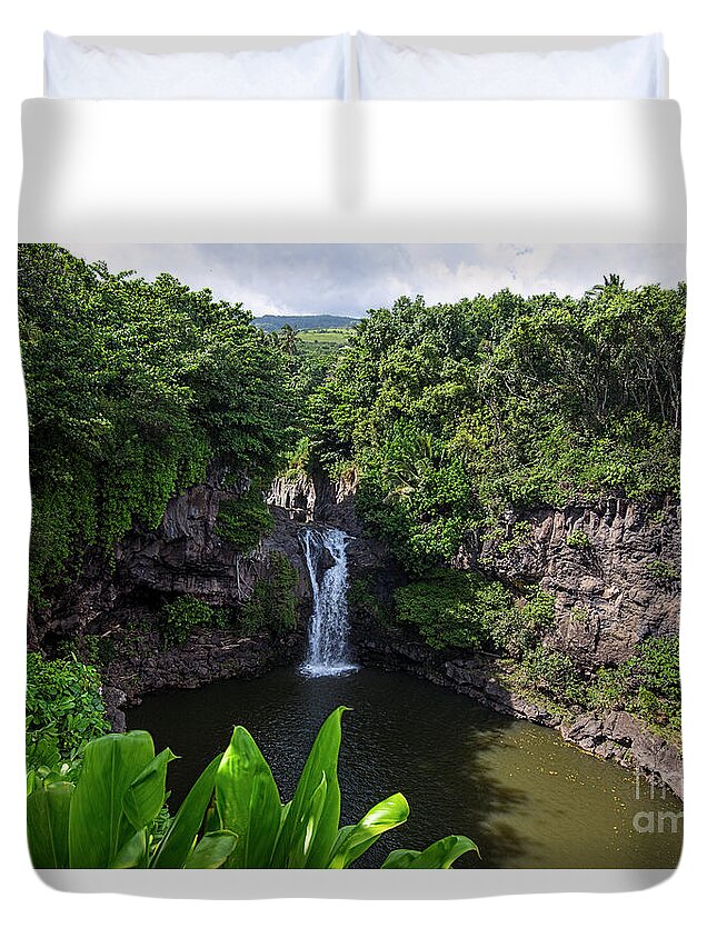 Maui Duvet Cover featuring the photograph Falls Seven Sacrad Pools 2 by Baywest Imaging