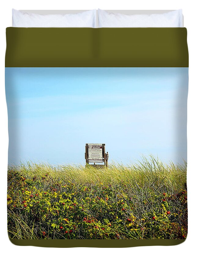 Falmouth Beach Duvet Cover featuring the photograph Falmouth Beach Open 9-5 by Madeline Ellis