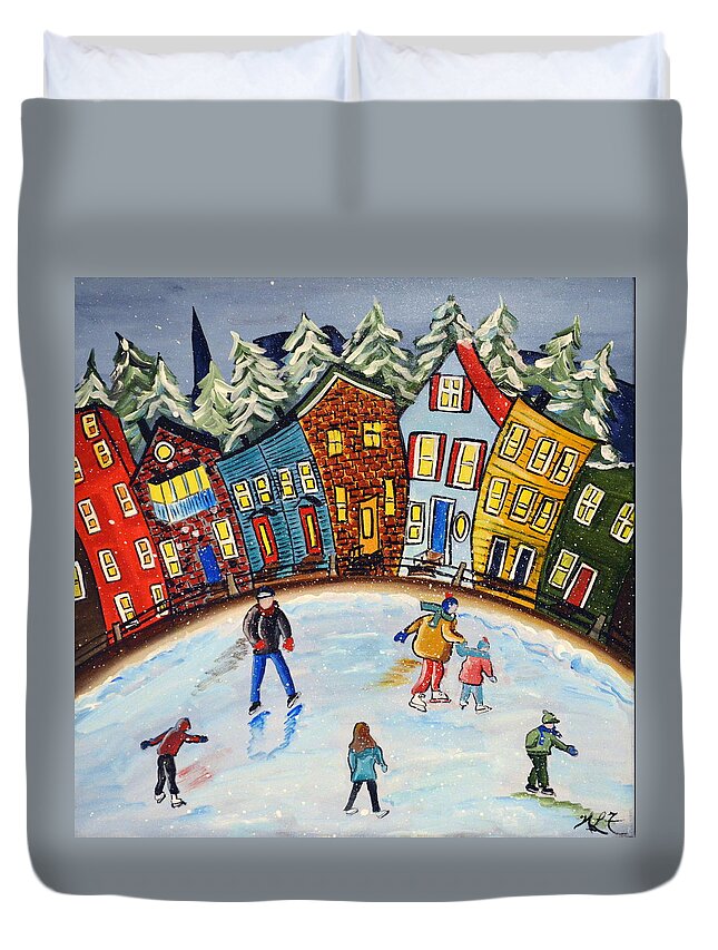 Abstract Duvet Cover featuring the painting Family Day by Heather Lovat-Fraser
