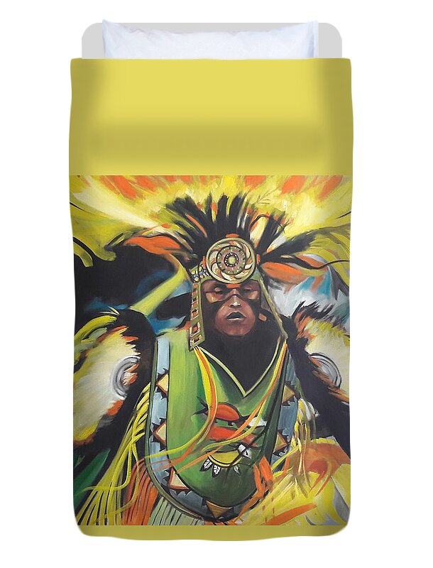 Native American Duvet Cover featuring the painting Fancy Dancer by Kaytee Esser