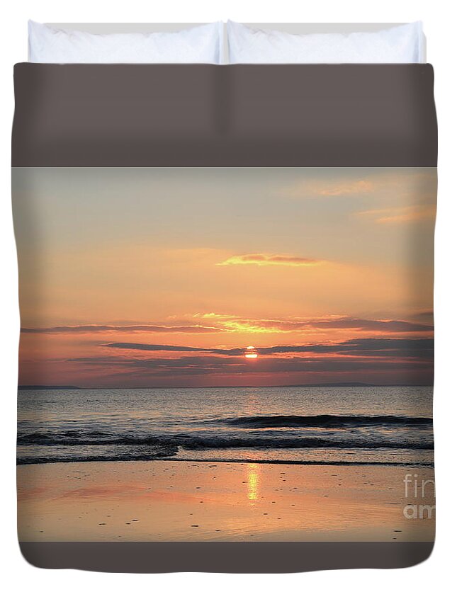 Fanore Beach Clare Galway Bay Wildatlanticway Seascape Sunset Ireland Pskeltonphoto Photography Duvet Cover featuring the photograph Fanore sunset 3 by Peter Skelton