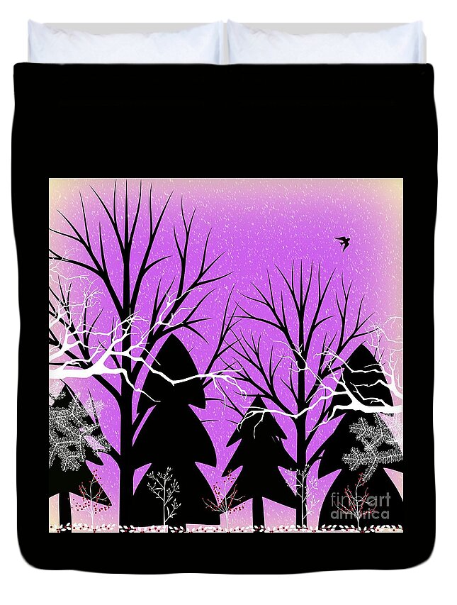 Forest Duvet Cover featuring the digital art Fantasy Forest by Diamante Lavendar