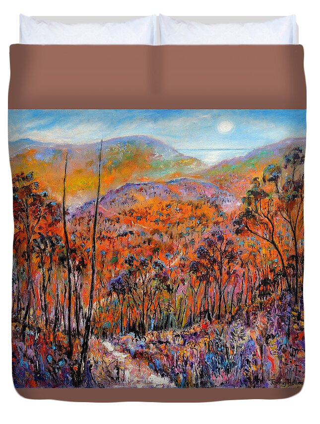 Art Duvet Cover featuring the painting Faraway Kingdom by Jeremy Holton