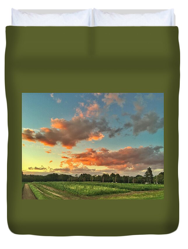 Landscape Duvet Cover featuring the photograph Farm Field Sunset by Michael Krugman