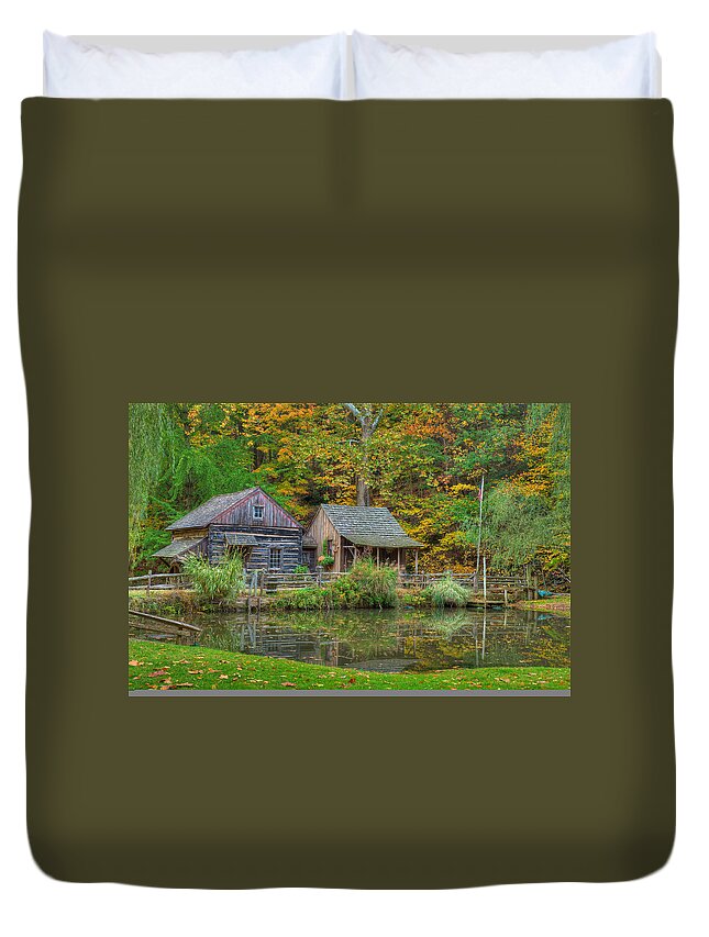 Farm Duvet Cover featuring the photograph Farm in Woods by William Jobes
