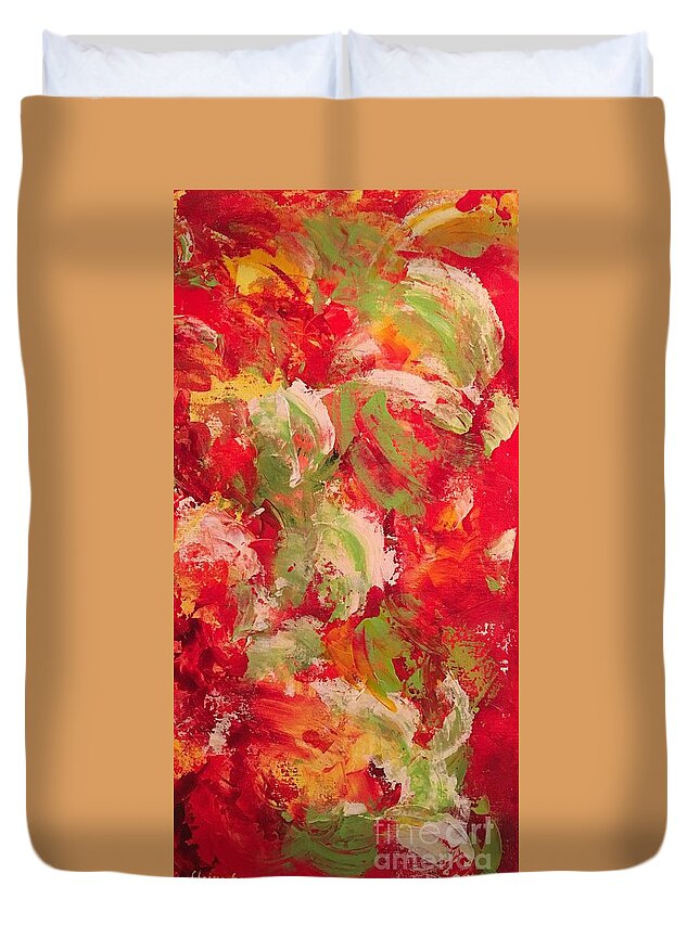 Abstract Duvet Cover featuring the painting Farmer's Market by Claire Gagnon