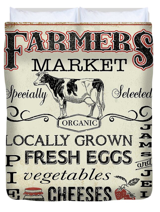 Farm Duvet Cover featuring the digital art Farmers Organic Market by Jean Plout