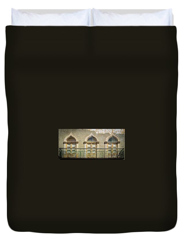 Faro Duvet Cover featuring the photograph Faro Balcony by Nigel R Bell