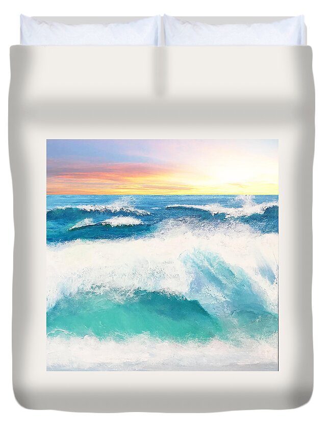 Ocean Duvet Cover featuring the painting Farthest Ocean by Linda Bailey