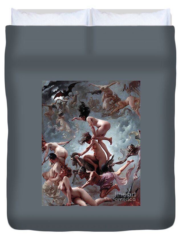 Naked Duvet Cover featuring the painting Faust's Vision by Luis Riccardo Falero