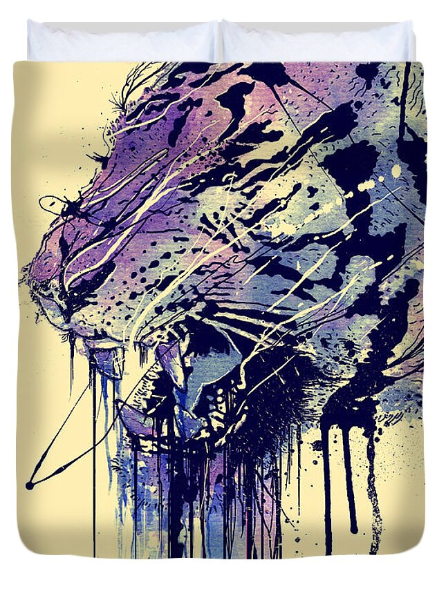 Animals Duvet Cover featuring the digital art Fearless by Nicebleed 