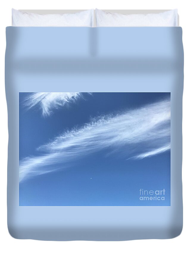 Sky Duvet Cover featuring the photograph Feather in the Sky by Tiziana Maniezzo