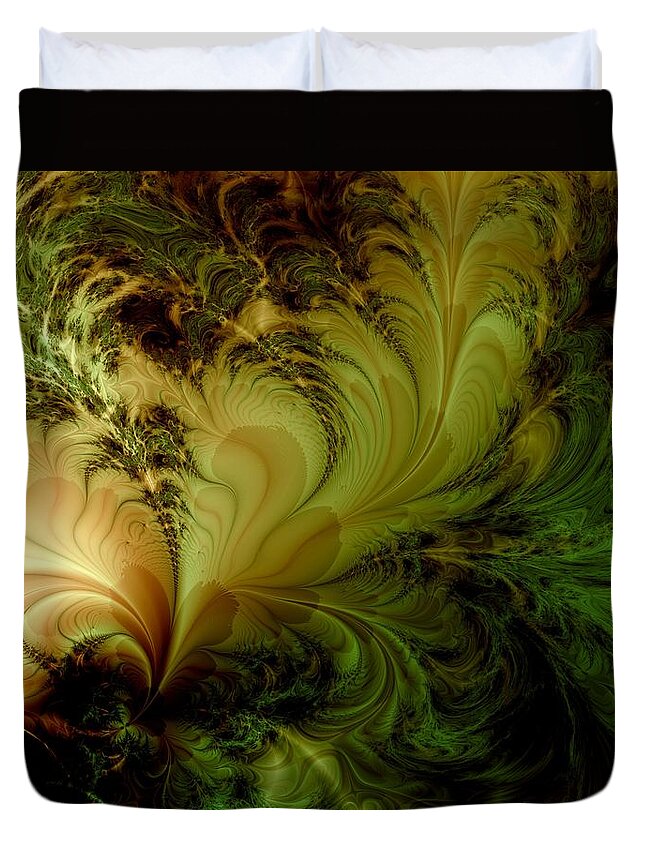 Feather Duvet Cover featuring the digital art Feathery Fantasy by Casey Kotas