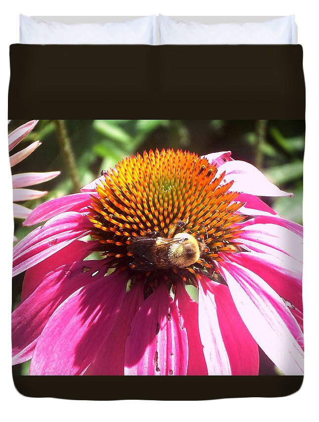 Pollinate Duvet Cover featuring the photograph Feeding off the Flower by Laura Birr Brown