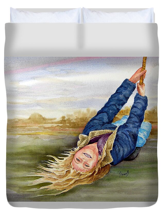 Seing Duvet Cover featuring the painting Feelin The Wind by Sam Sidders