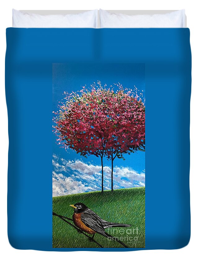 Spring Duvet Cover featuring the painting Feels Like a New Morning by Hunter Jay