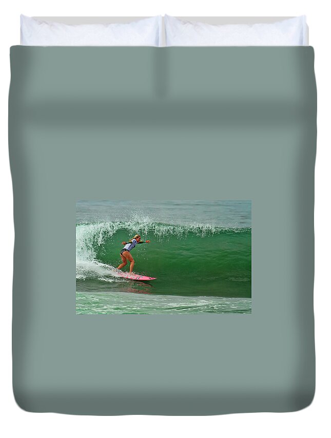 Surfers Duvet Cover featuring the photograph Felicity Palmateer Surfing by Waterdancer