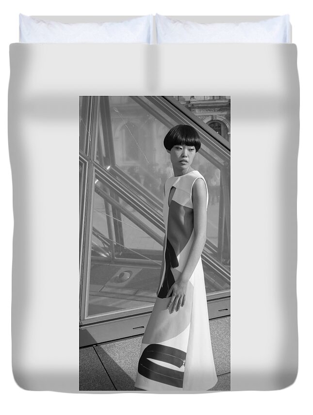 Street Photography Duvet Cover featuring the photograph Female Model by Matthew Bamberg