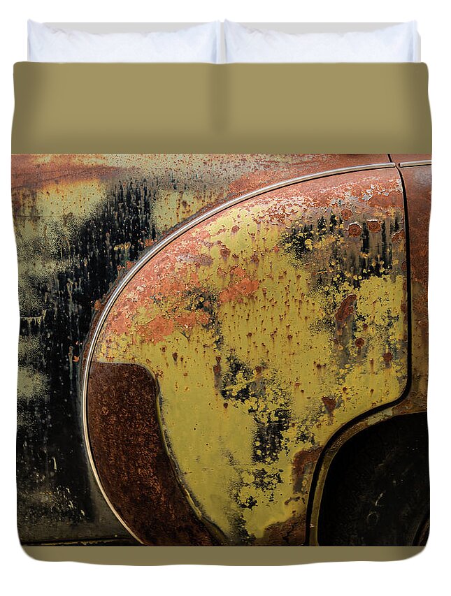 Rust Duvet Cover featuring the photograph Fender Bender by Holly Ross