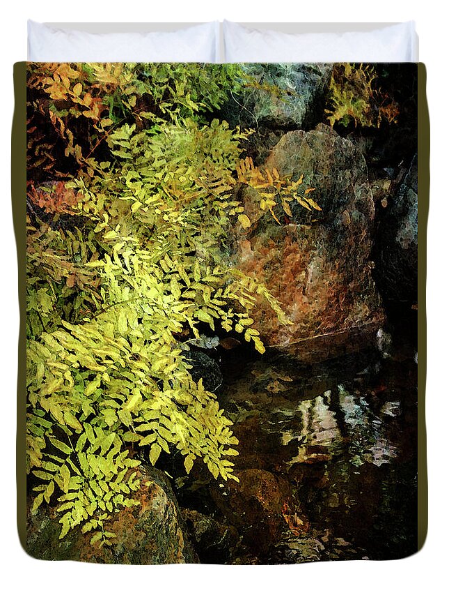 Ferns Duvet Cover featuring the photograph Ferns Along the Brook 6318 DP_2 by Steven Ward