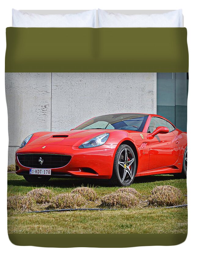 Ferrari Duvet Cover featuring the photograph Ferrari California by Sportscars OfBelgium