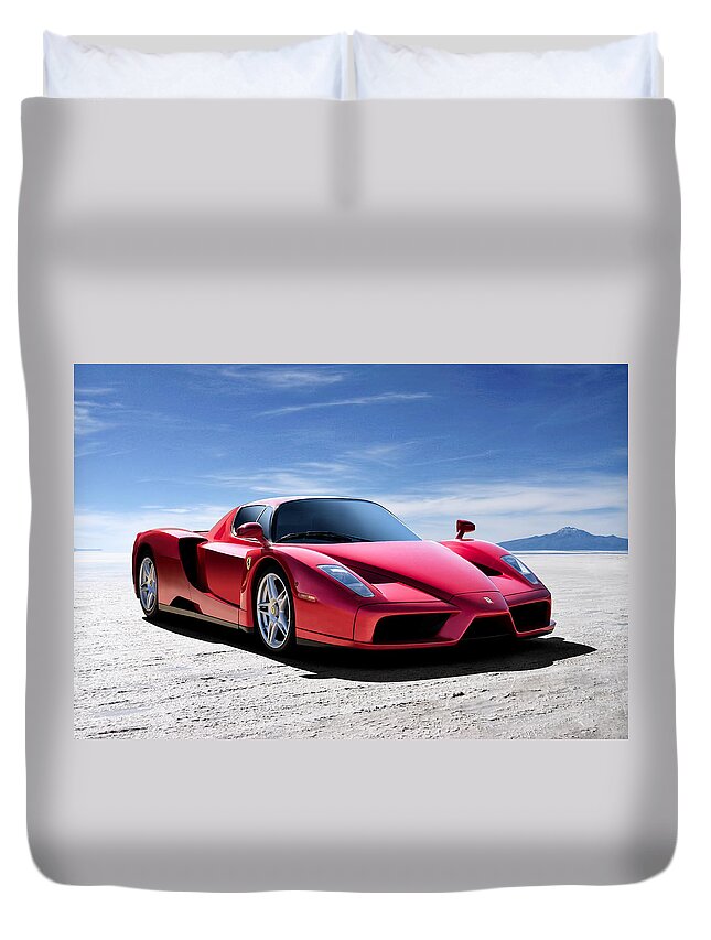 Ferrari Duvet Cover featuring the digital art Ferrari Enzo by Douglas Pittman