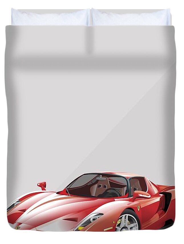 Enzo Duvet Cover featuring the painting Ferrari Enzo Iconic Poster by Beautify My Walls