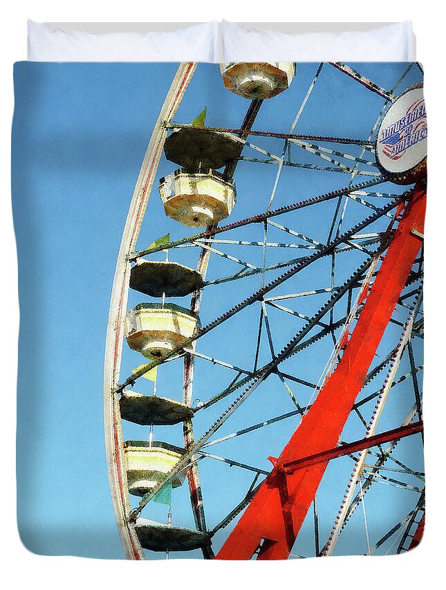 Carnival Duvet Cover featuring the photograph Ferris Wheel Closeup by Susan Savad