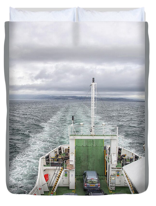 Boat Duvet Cover featuring the photograph Ferry to the Isle of Skye, Scotland by Patricia Hofmeester