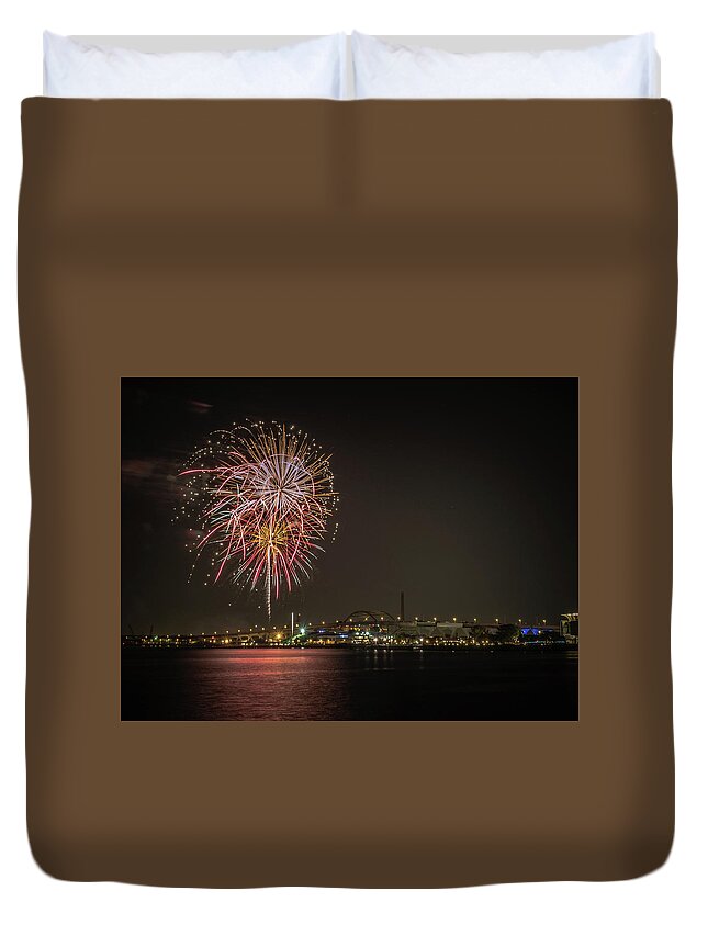 Fireworks Duvet Cover featuring the photograph Festa Fireworks by Kristine Hinrichs