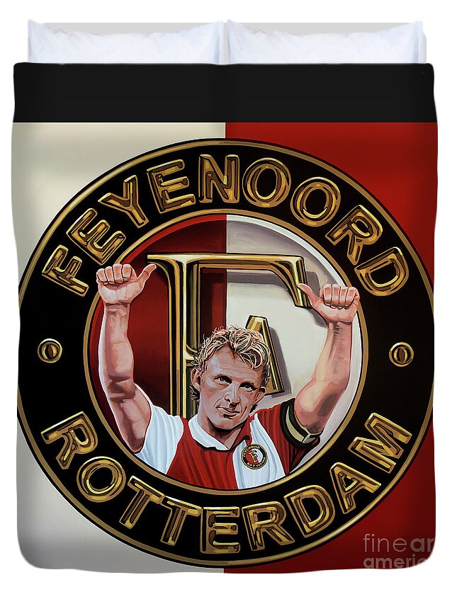 Feyenoord Duvet Cover featuring the painting Feyenoord Rotterdam Painting by Paul Meijering