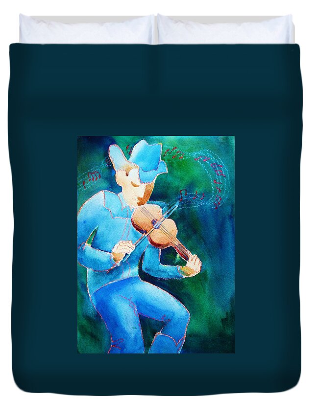 Fiddler Duvet Cover featuring the painting Fiddler by Marilyn Jacobson