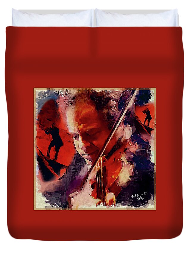 Itzak Perlman Duvet Cover featuring the painting Fiddler by Ted Azriel