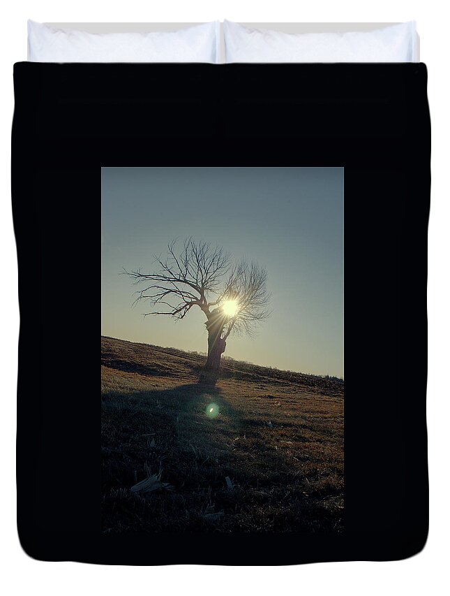 Tree Duvet Cover featuring the photograph Field and Tree by Troy Stapek