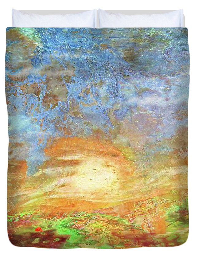 Contemporary Art Duvet Cover featuring the painting Field At Sunset by Desiree Paquette