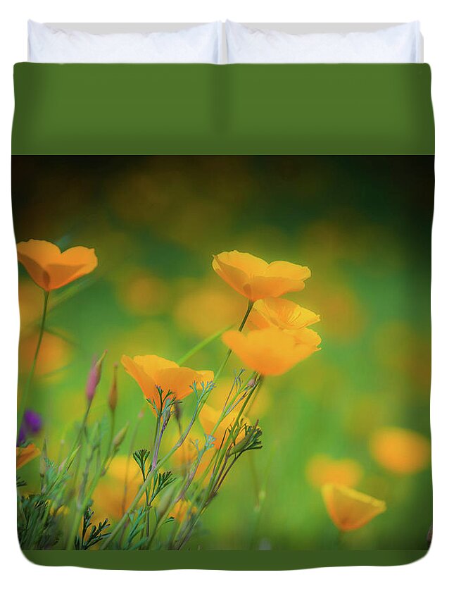 Poppies Duvet Cover featuring the photograph Field of Poppies by Steph Gabler