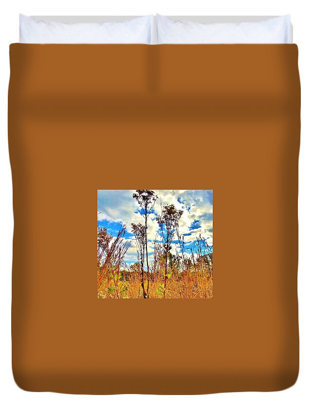 Field Flowers Duvet Cover featuring the photograph Field Sentinels by Mykul Anjelo