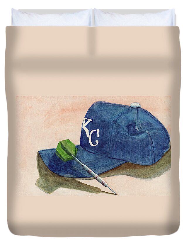 Kansas City Royal Duvet Cover featuring the painting Fielder by Terry Lewey