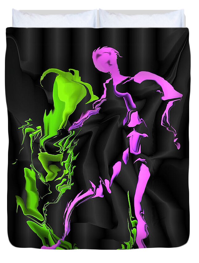 Digital Painting. Digital Abstract Duvet Cover featuring the digital art Fighting the Demon by Kae Cheatham