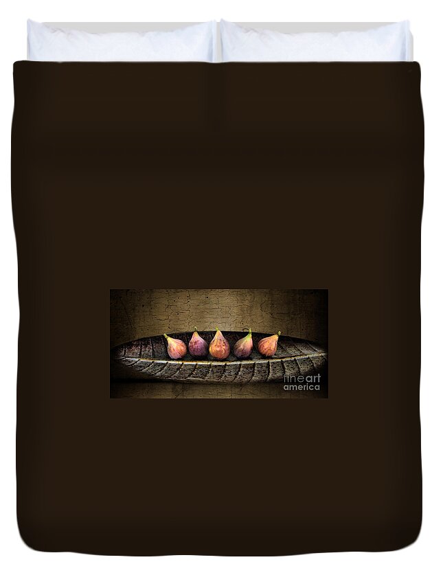Figs Duvet Cover featuring the photograph Figs In A Row by Sari Sauls