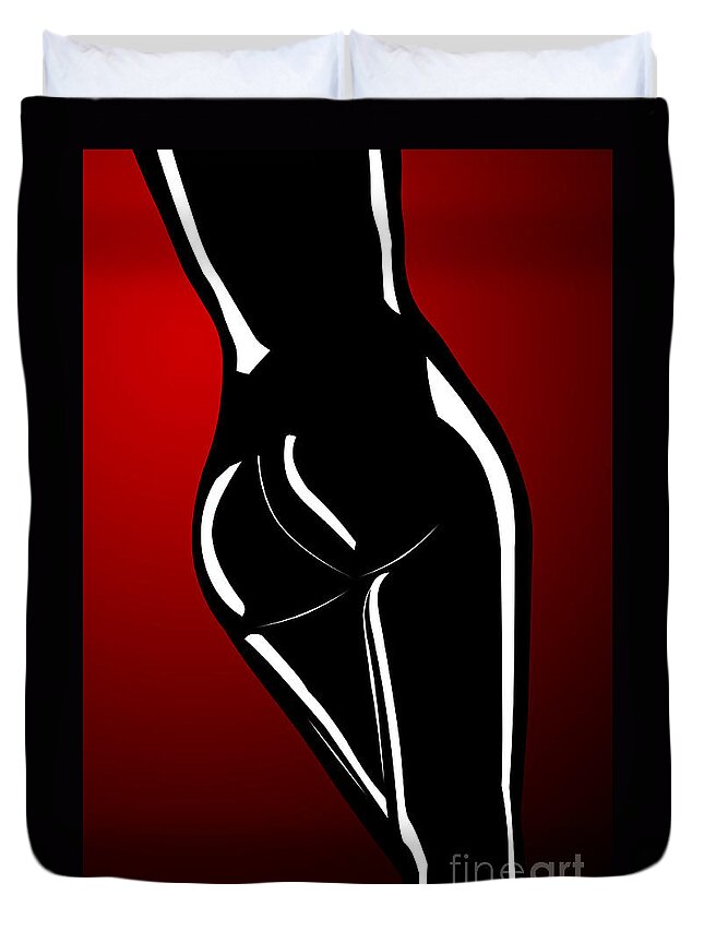 Figure Duvet Cover featuring the digital art Figure in Red by Tim Hightower