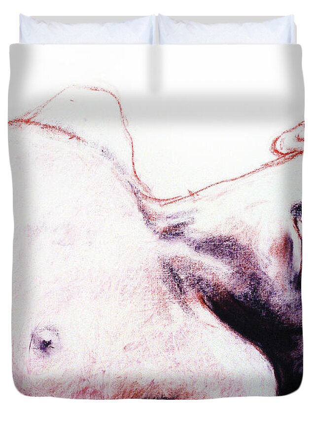 A Set Of Figure Studies Duvet Cover featuring the drawing Figure Study Nineteen by Scott Wallin