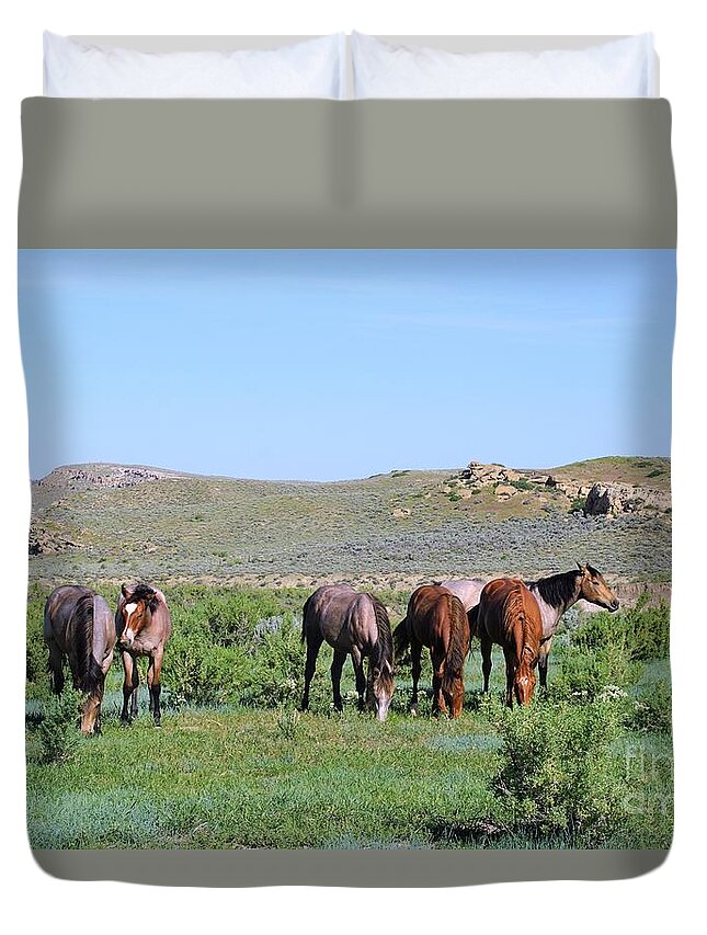 Fillies Duvet Cover featuring the photograph Fillies Day Out by Merle Grenz