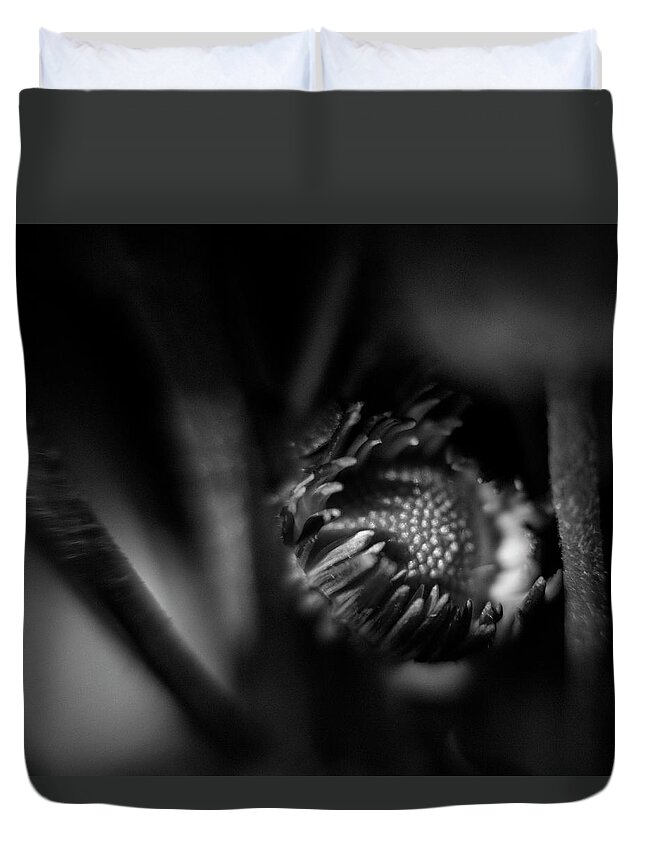 Macro Duvet Cover featuring the photograph Find Me Here by Nancy Dinsmore