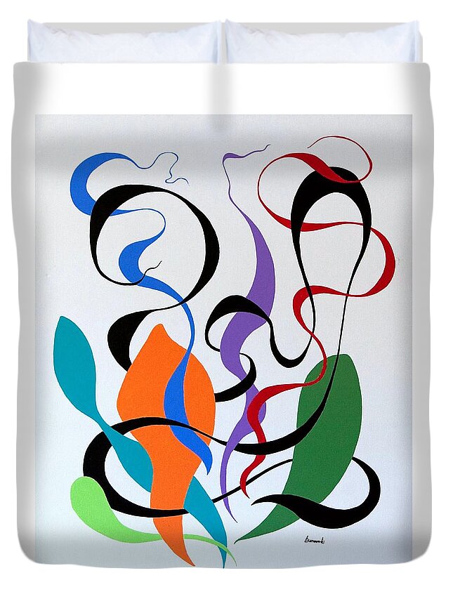 Abstract Duvet Cover featuring the painting Finding by Thomas Gronowski