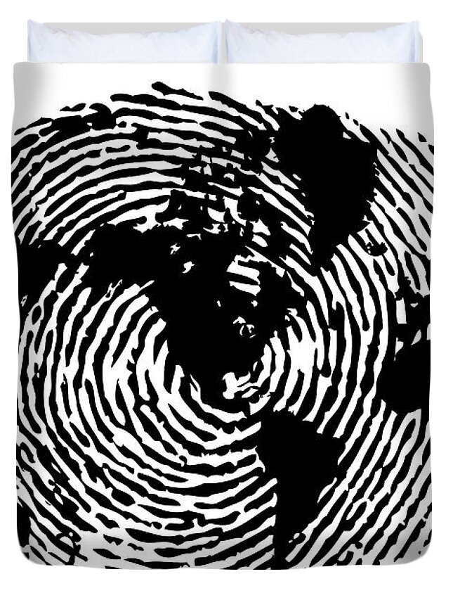 Finger Print Duvet Cover featuring the painting fingerprint 20X30 by Sassan Filsoof
