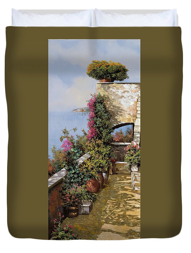 Fòloral Duvet Cover featuring the painting Fiori Ovunque by Guido Borelli
