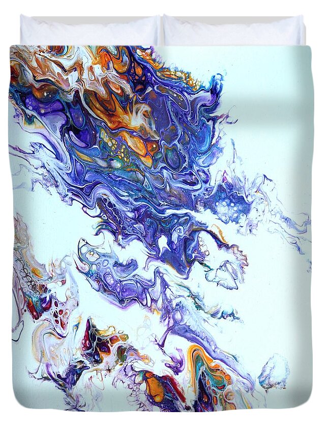 Smoke Duvet Cover featuring the painting Fire Ball by Jo Smoley