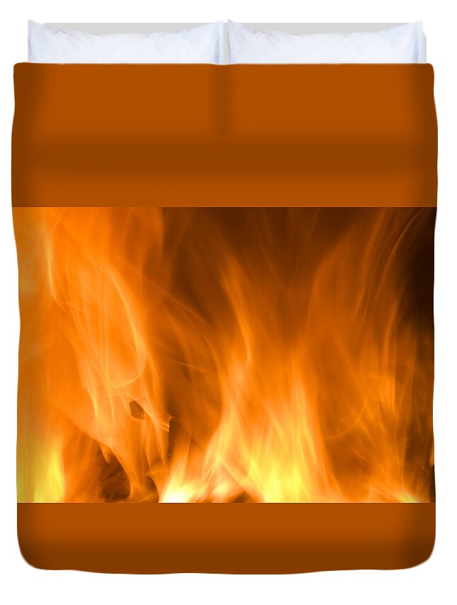 Fire Background Duvet Cover featuring the photograph Fire flames background by Michalakis Ppalis