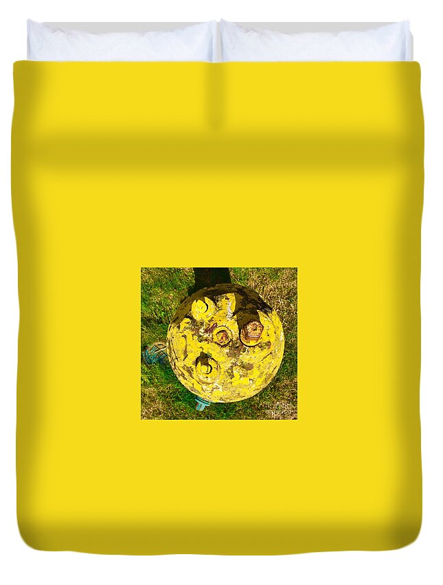 Yellow Duvet Cover featuring the photograph Fire Hydrant #1 by Suzanne Lorenz